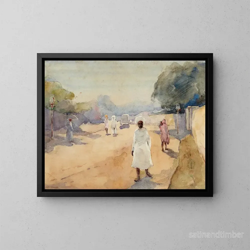 Reproduktion av målningen En gata i Hyderabad, Deccan, Indien - Ralph Wormeley Curtis