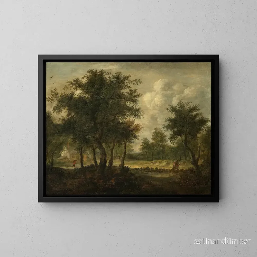 Reproduktion av målningen Landskap med figurer - Meindert Hobbema