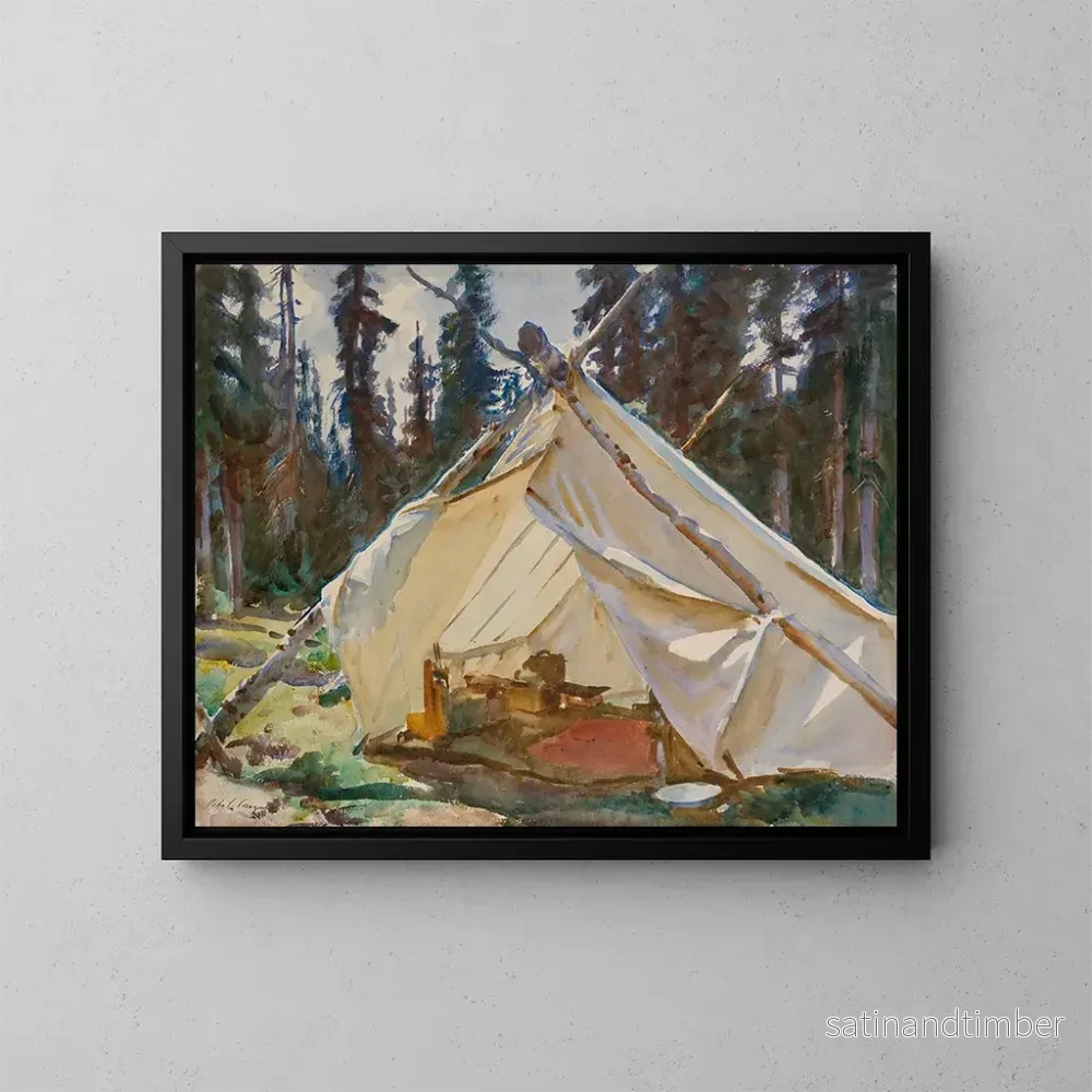 Reproduktion av målningen En tält i Klippiga bergen - John Singer Sargent