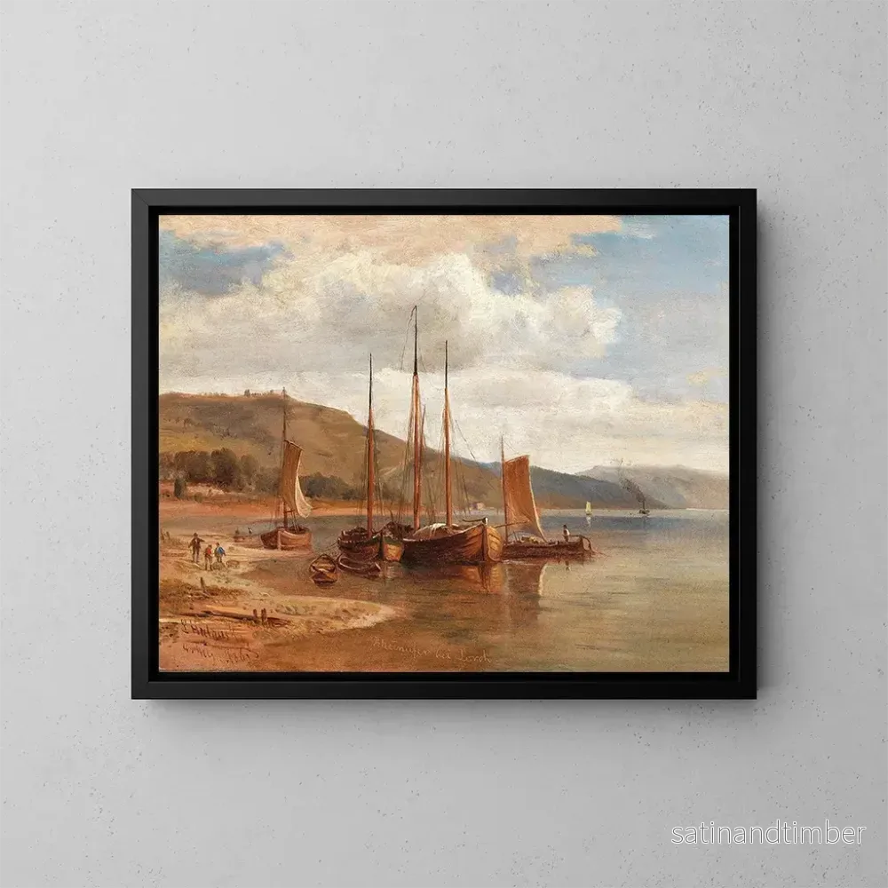 Reproduktion av målningen Rive du Rhin nära Lorch - Ludwig Halauska