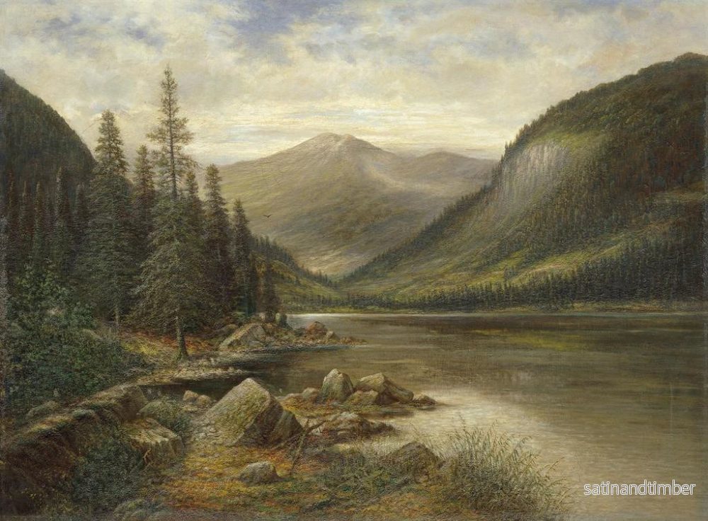 Reproduktion av målningen av sjön Erlauf med ett naket bergstopp i bakgrunden - Franz Stephan Paschinger - Bild 2