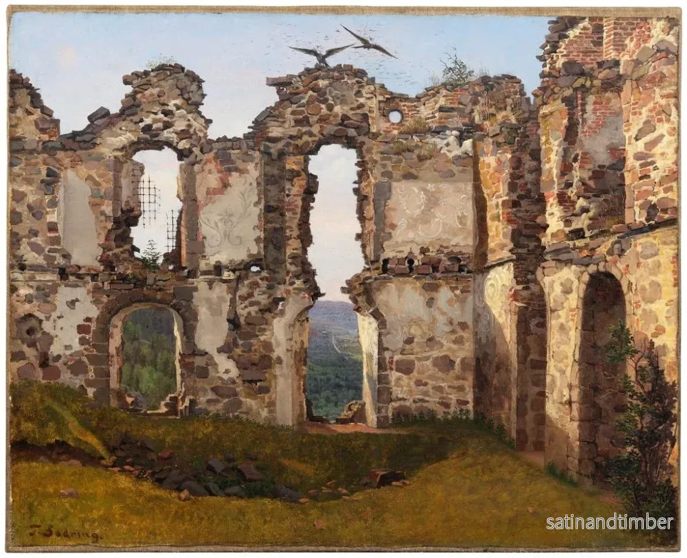 Reproduktion av målningen Les ruines de Brahehus près de Jönköping, Suède - Étude - Frederik Sødring - Bild 2