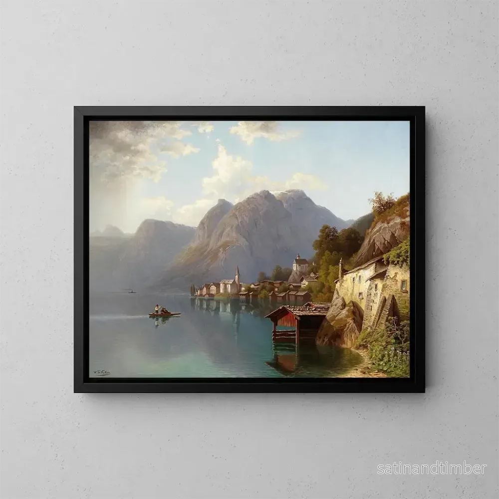 Reproduktion av målningen Vue de Hallstatt - Theodor Nocken