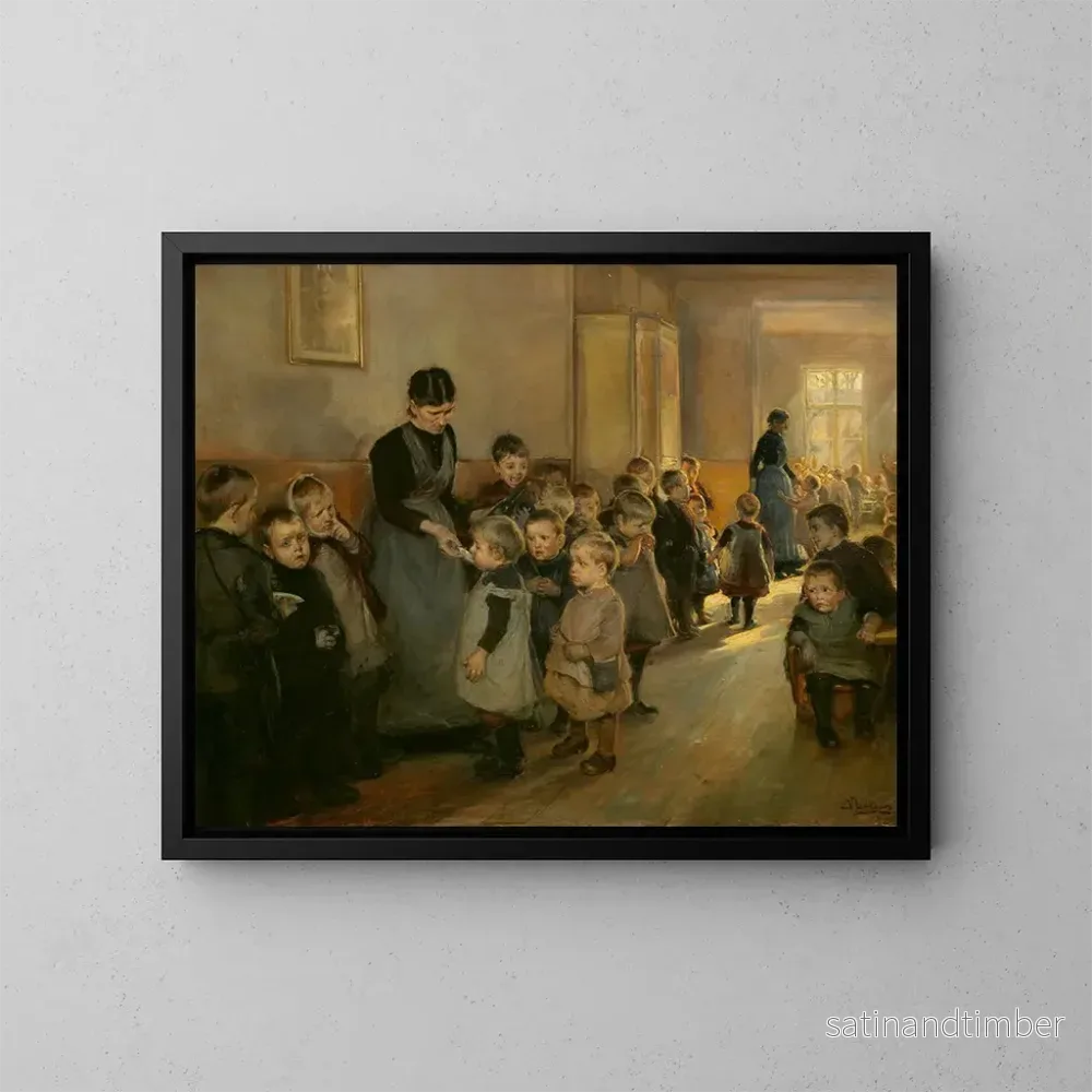 Reproduktion av målningen En paus i skolan - Knud Erik Larsen