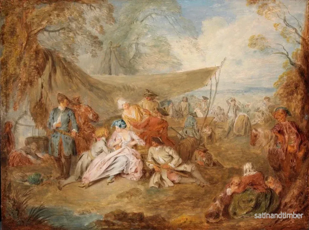 Reproduktion av målningen av figurer som vilar i en militärläger - Jean-Baptiste Pater - Bild 2