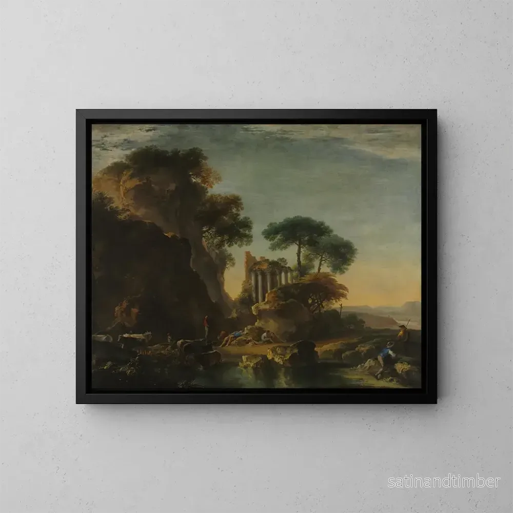 Reproduktion av målningen Ruiner i ett bergigt landskap - Salvator Rosa