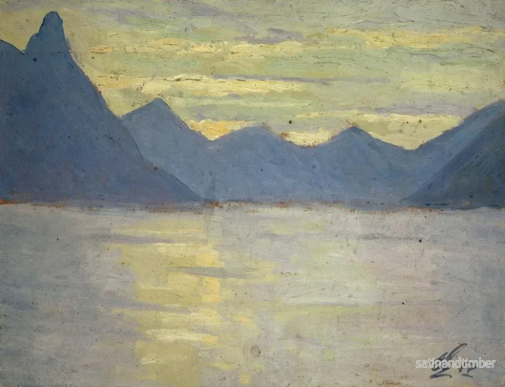 Reproduktion av målningen Vy över Luganosjön mot Porlezza-bergen - Ernst Schiess - Bild 2