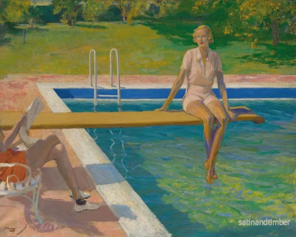 Reproduktion av målningen La vicomtesse de Castlerosse à Palm Springs - Sir John Lavery - Bild 2