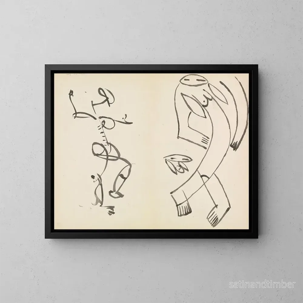Reproduktion av målningen Studier av två dansande figurer - Henri Gaudier-Brzeska