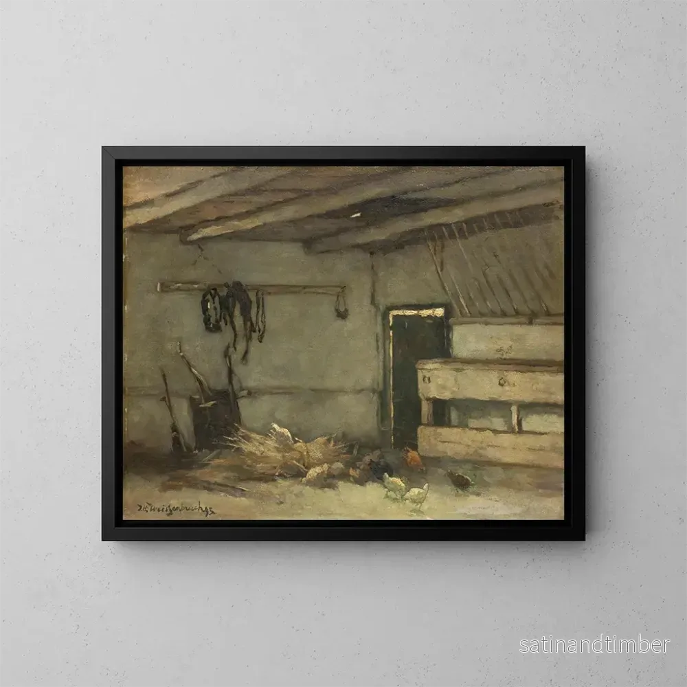 Reproduktion av målningen av ett inomhusstall - Johan Hendrik Weissenbruch
