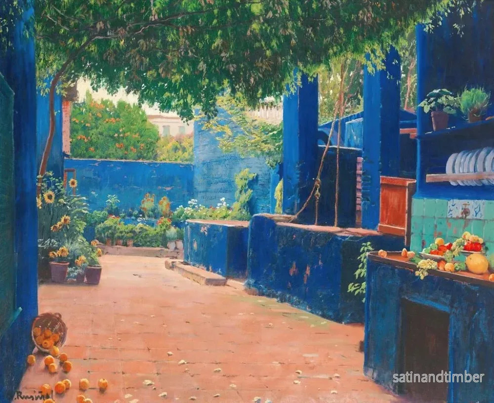 Reproduktion av målningen La cour bleue d'Arenys - Santiago Rusiñol - Bild 2