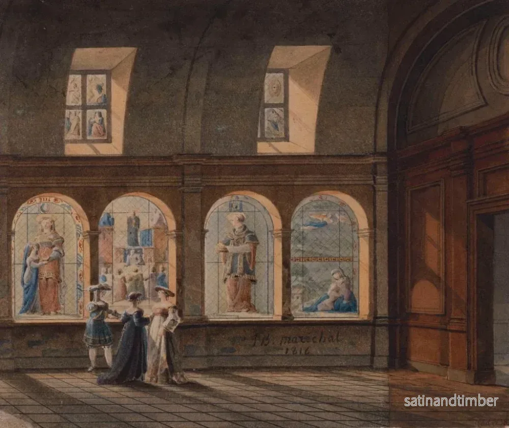 Reproduktion av målningen inomhusvy av klostret i Saint-Étienne-du-Mont-kyrkan - Jean Baptiste Marchal - Bild 2