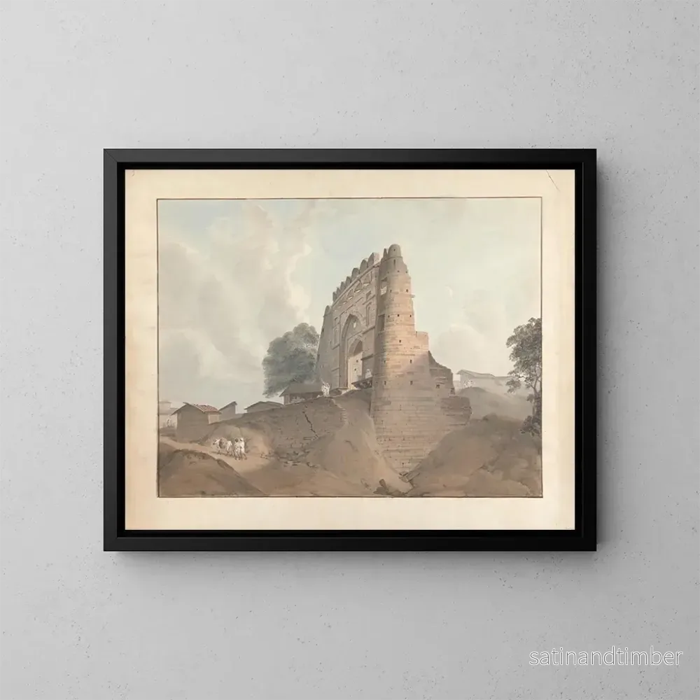 Reproduktion av målningen Porte de l'ancien fort à Bénarès - Samuel Davis