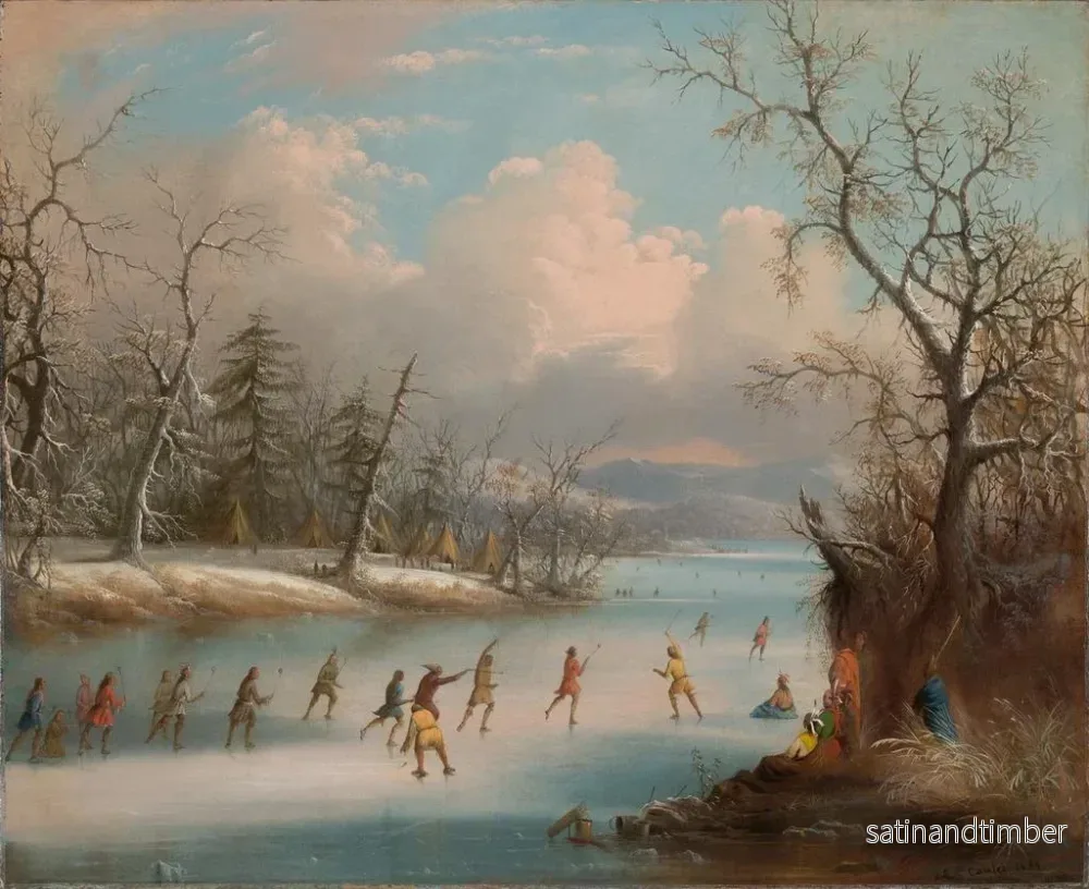 Reproduktion av målningen av indianer som spelar lacrosse på isen - Edmund C. Coates - Bild 2