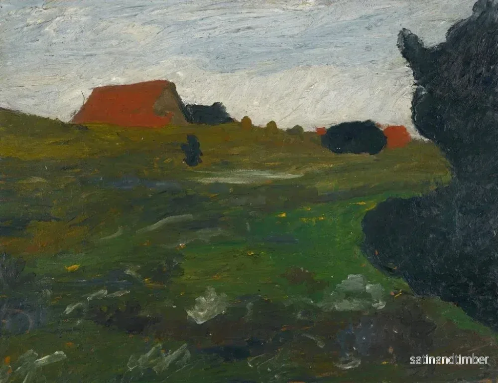 Reproduktion av målningen Landskap med buske och röda hus - Paula Modersohn-Becker - Bild 2