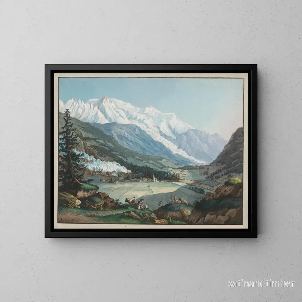 Reproduktion av målningen Vy över Chamonix-dalen tagen nära Argentière – Carl Ludwig Hackert Reproduktion av målningen Vy över Chamonix-dalen tagen nära Argentière – Carl Ludwig Hackert