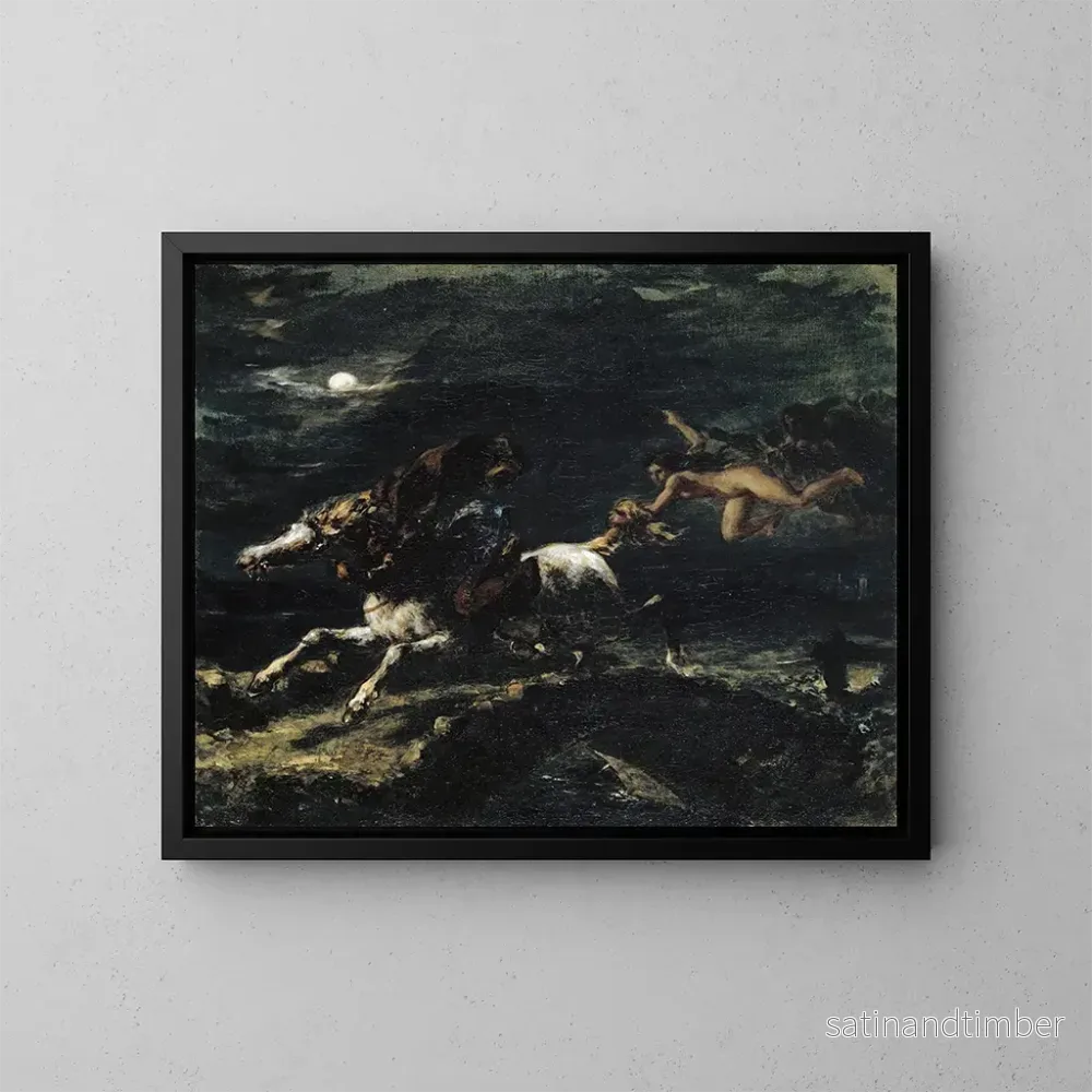 Reproduktion av målningen Tam O'Shanter jagas av häxorna - Eugène Delacroix