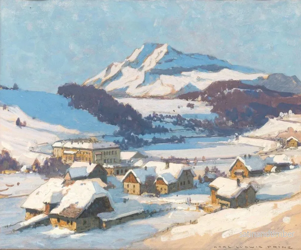 Reproduktion av målningen Pont de Vienne och berg Tscher under snön - Karl Ludwig Prinz - Bild 2