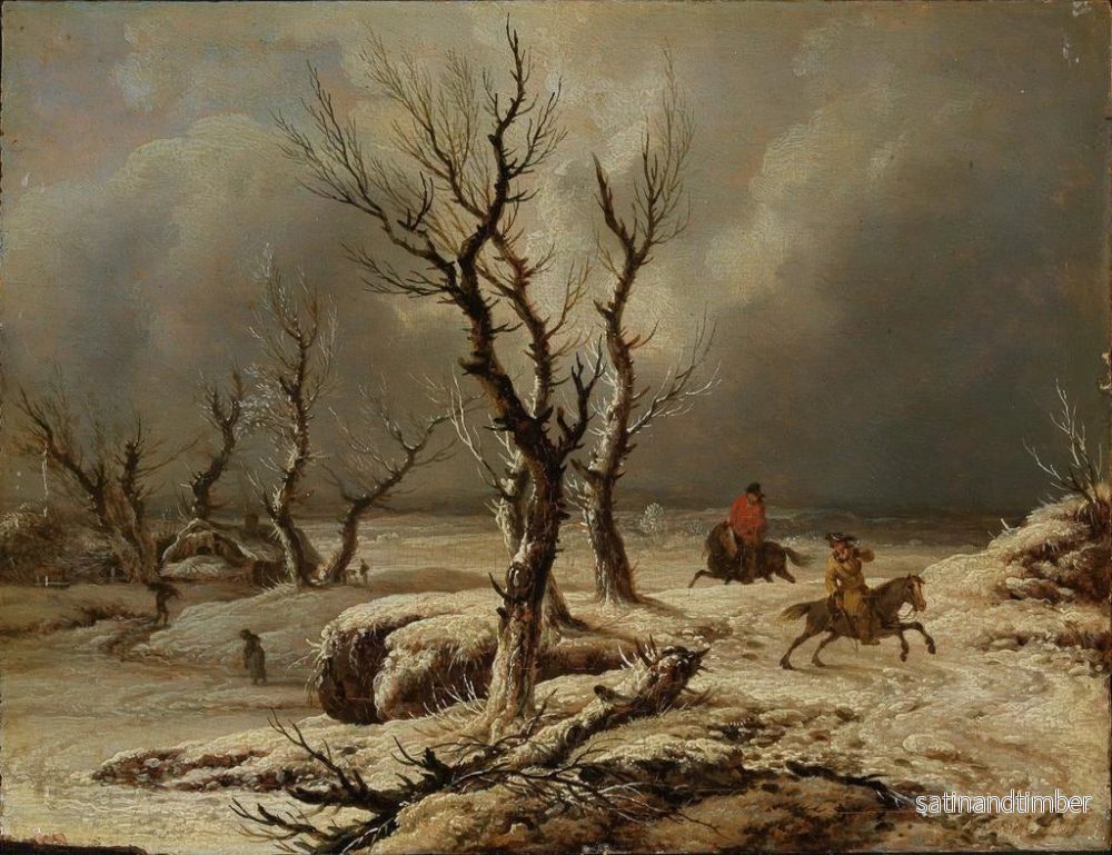 Reproduktion av målningen vinterlandskap med två ryttare - Ferdinand Kobell - Bild 2