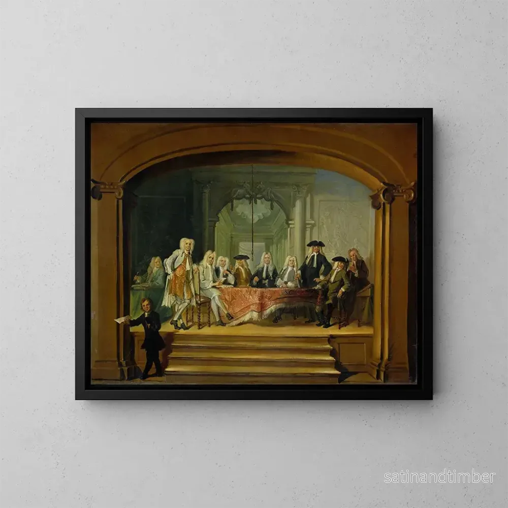 Reproduktion av målningen Les régents de l’orphelinat Aalmoezeniersweeshuis d’Amsterdam 1729 – Cornelis Troost Reproduktion av målningen Les régents de l’orphelinat Aalmoezeniersweeshuis d’Amsterdam 1729 – Cornelis Troost