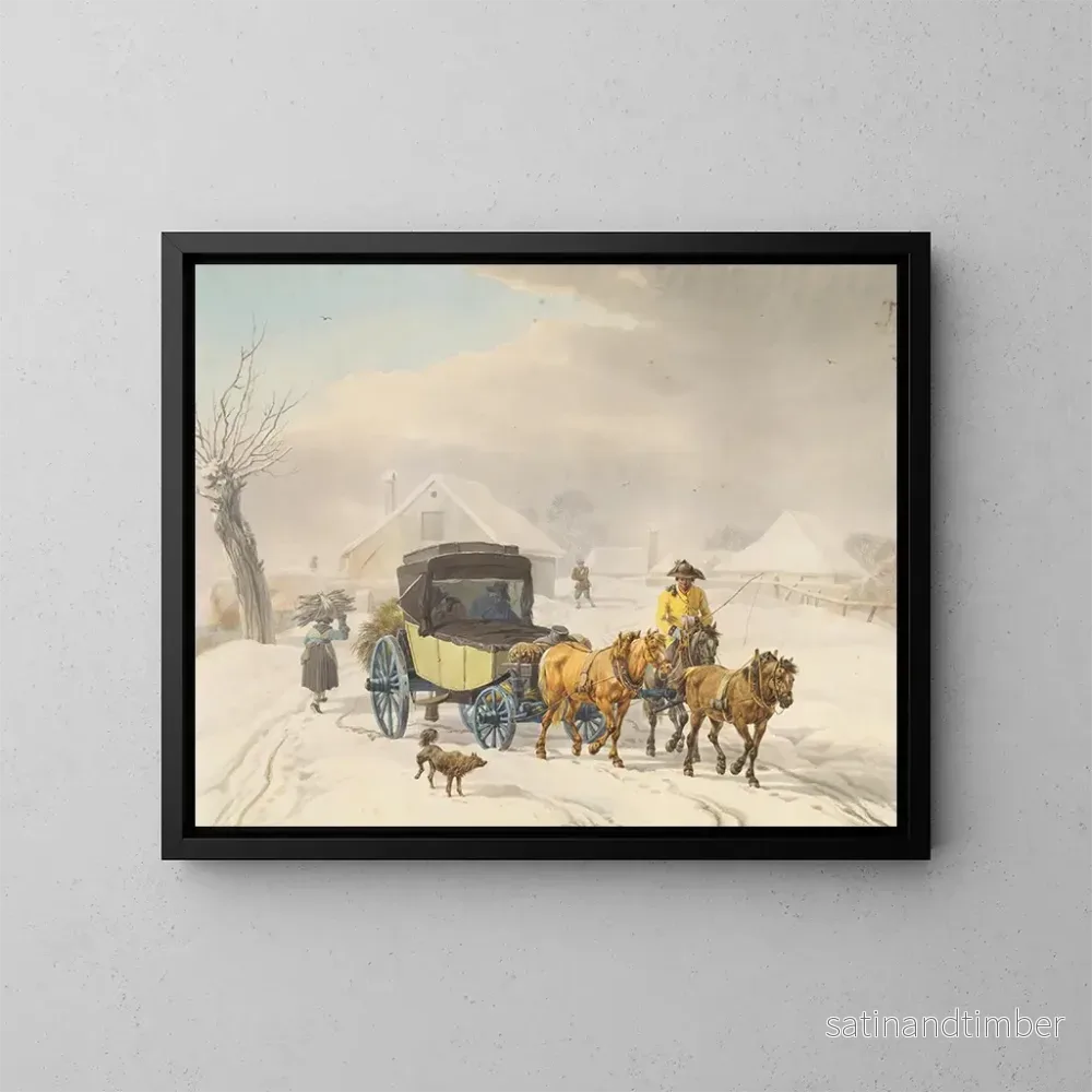 Reproduktion av målningen av Diligence en hiver - Wilhelm von Kobell