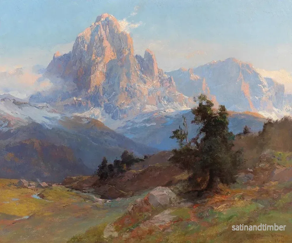 Reproduktion av målningen En vy över Sassolungo-massivet - Edward Theodore Compton - Bild 2