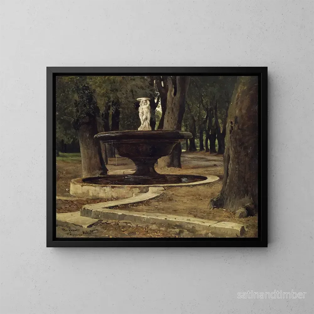 Reproduktion av målningen Fontaine i Villa Borghèse-parken i Rom - Paul Flickel