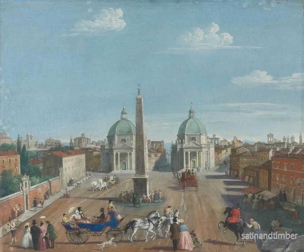 Reproduktion av målningen Rome, vy av Piazza del Popolo - Italiensk skola - Bild 2