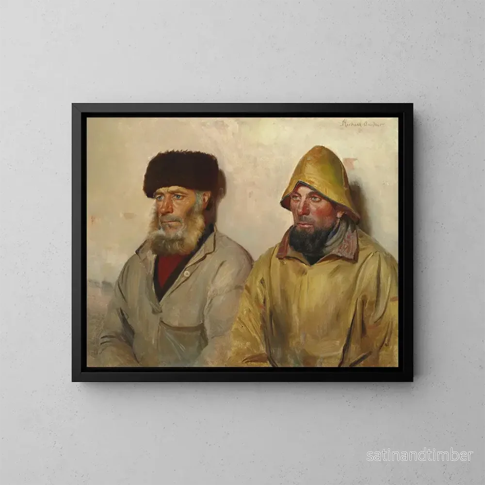 Reproduktion av målningen inomhus med två fiskare - Michael Ancher