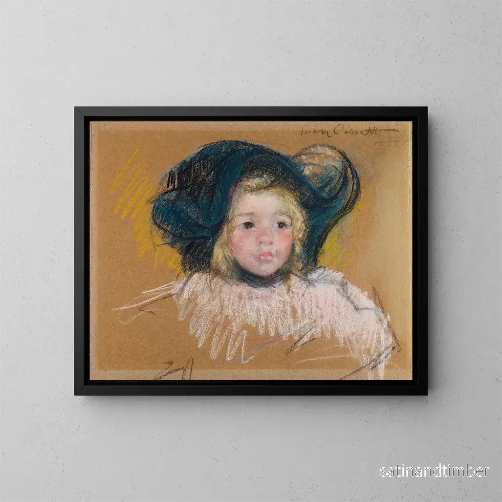 Reproduktion av målningen Tête de Simone i grönt huvudbonad med vågiga kanter nr 2 - Mary Cassatt