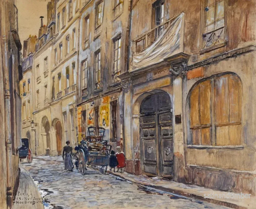 Reproduktion av målningen av ingången till den gamla kyrkogården Saint-André, 13 rue Suger, år 1906, 6:e arrondissement - Frédéric Houbron - Bild 2
