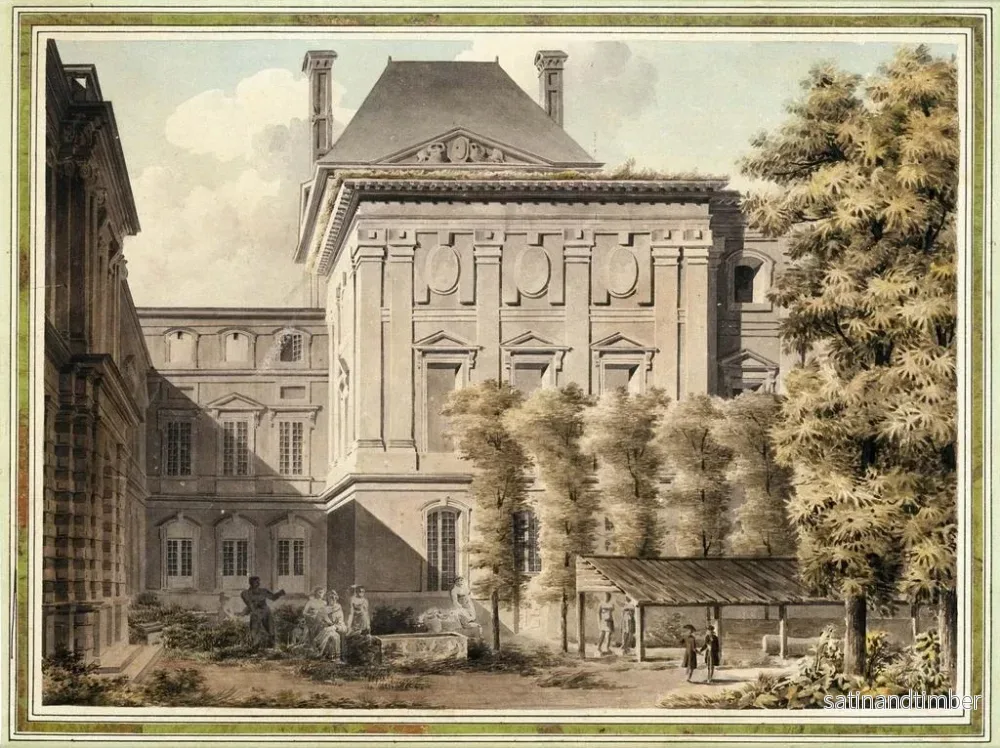 Reproduktion av målningen Vue de la façade doublant la façade de Le Vau au Louvre et du jardin de l'Infante - Louis-Pierre Baltard - Bild 2