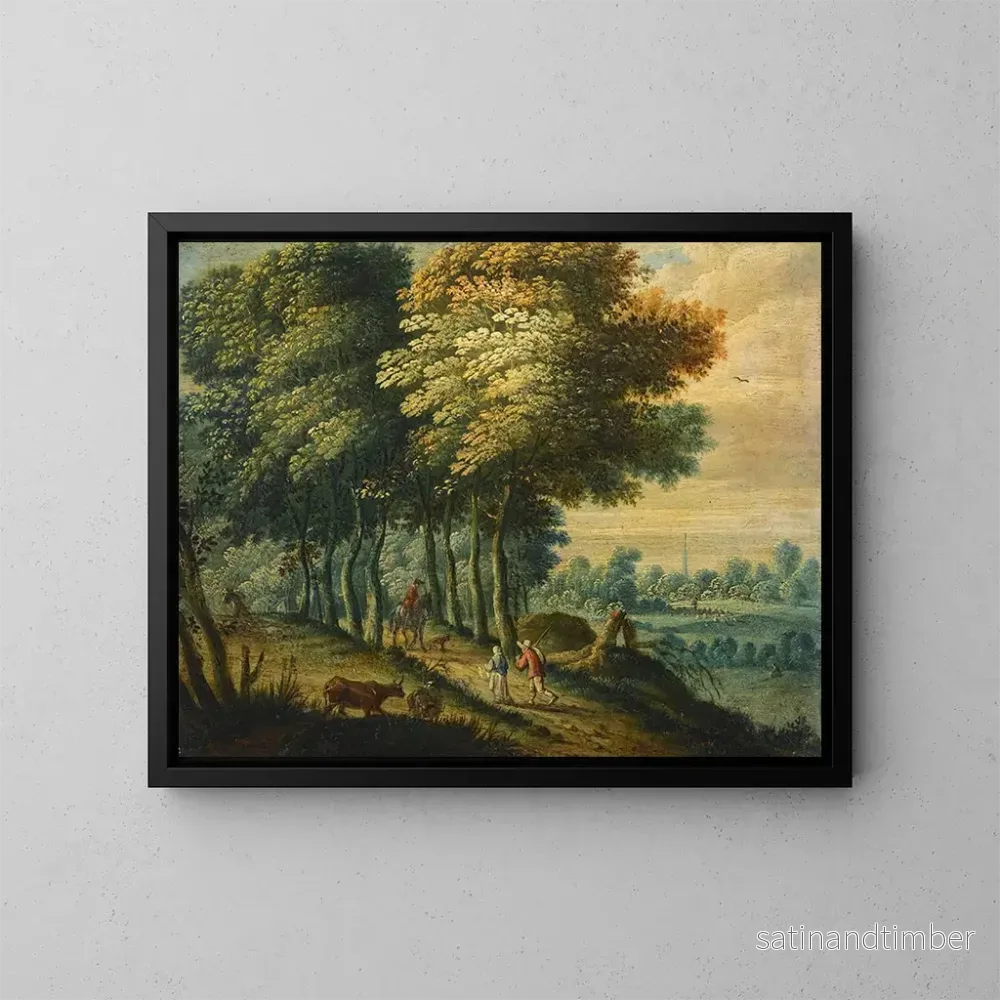 Reproduktion av målningen landskapsbild med figurer - Flamländsk skola