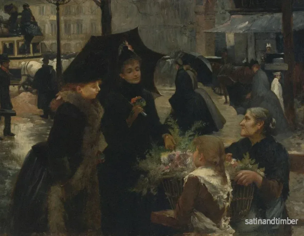 Reproduktion av målningen av blomsterförsäljerska i regnväder - Louis Marie de Schryver - Bild 2