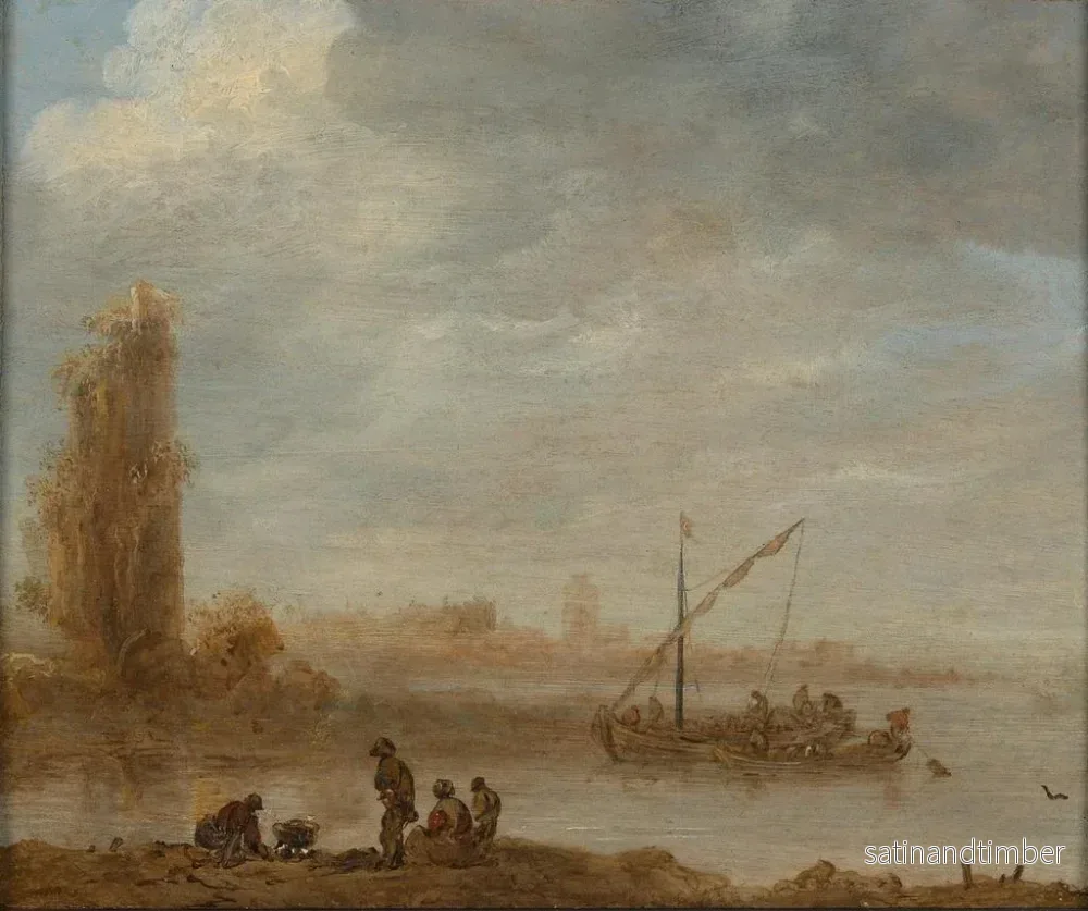 Reproduktion av målningen av ett flodlandskap med ruiner av Merwede - Jan van Goyen - Bild 2