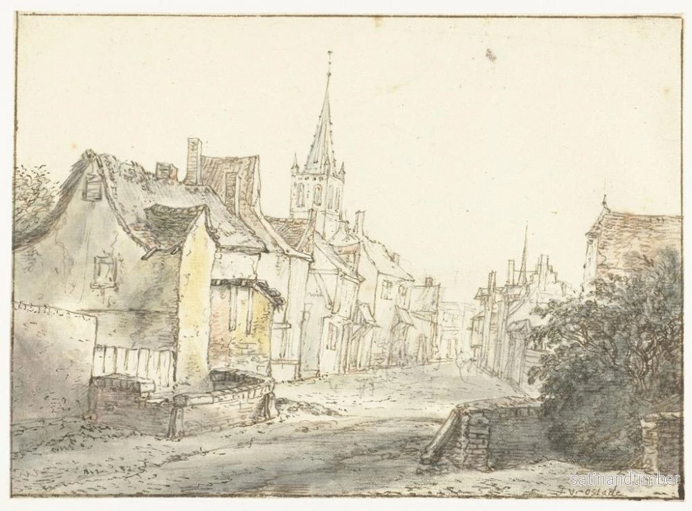 Reproduktion av målningen En gata i en by eller stad - Isaac van Ostade - Bild 2