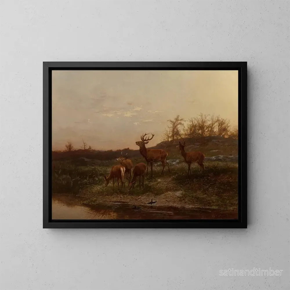 Reproduktion av målningen Vid vattenhålet - Karl Bodmer