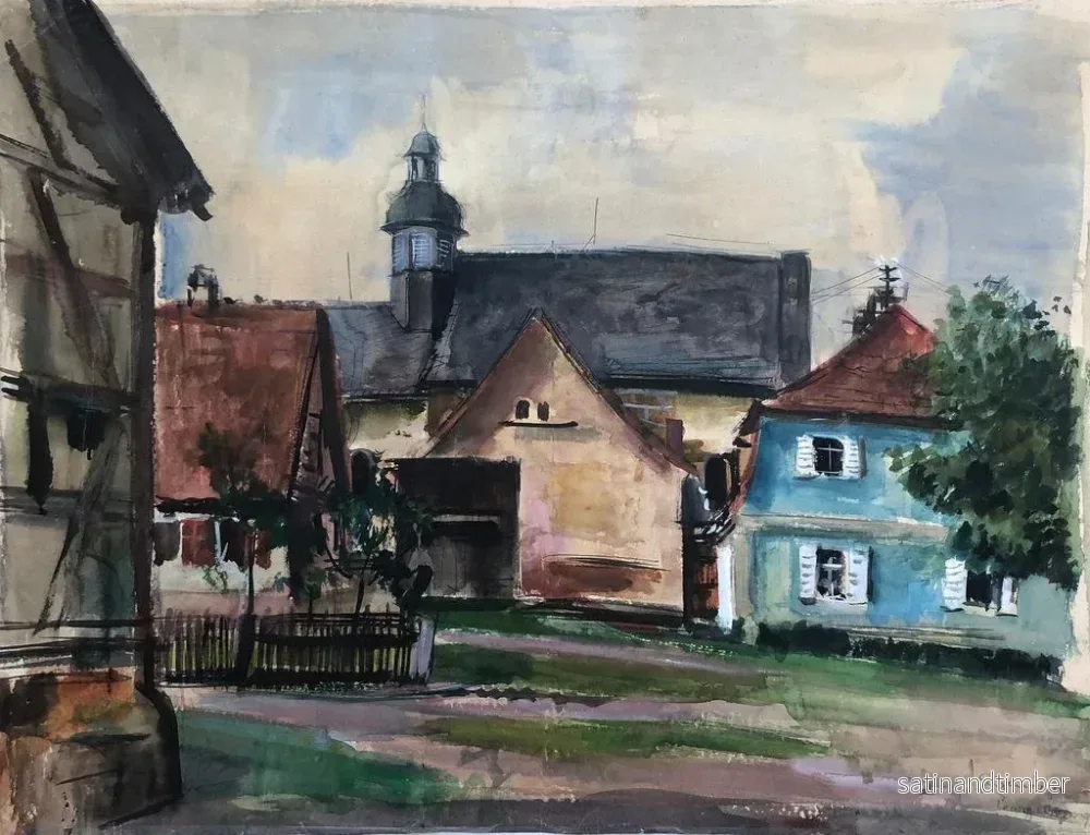 Reproduktion av målningen Maison à Franken, Burgellern slott i Bamberg-distriktet - Otto Geigenberger - Bild 2