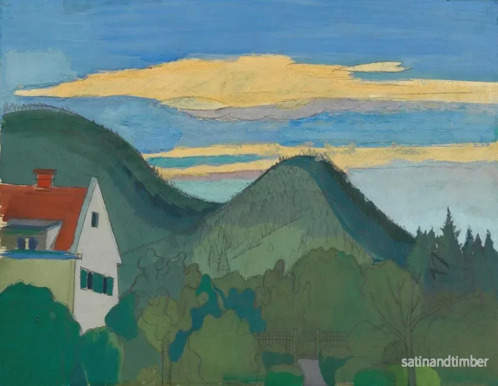 Reproduktion av målningen av ett hus i skogsscenario - Karl Wiener - Bild 2
