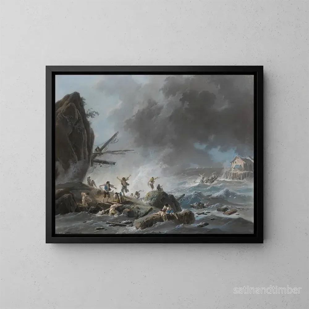Reproduktion av målningen En skeppsbrott på en klippig kust under en storm – Jean-Baptiste Pillement Reproduktion av målningen En skeppsbrott på en klippig kust under en storm – Jean-Baptiste Pillement