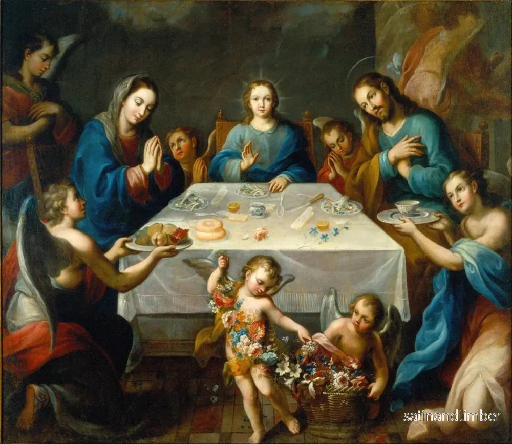 Reproduktion av målningen La bénédiction de la table - José de Alcíbar - Bild 2