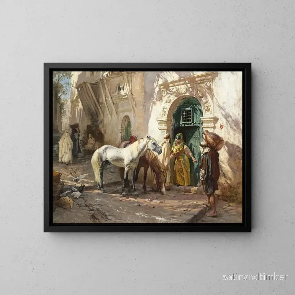 Reproduktion av målningen Scen taget i Marocko – Frederick Arthur Bridgman
