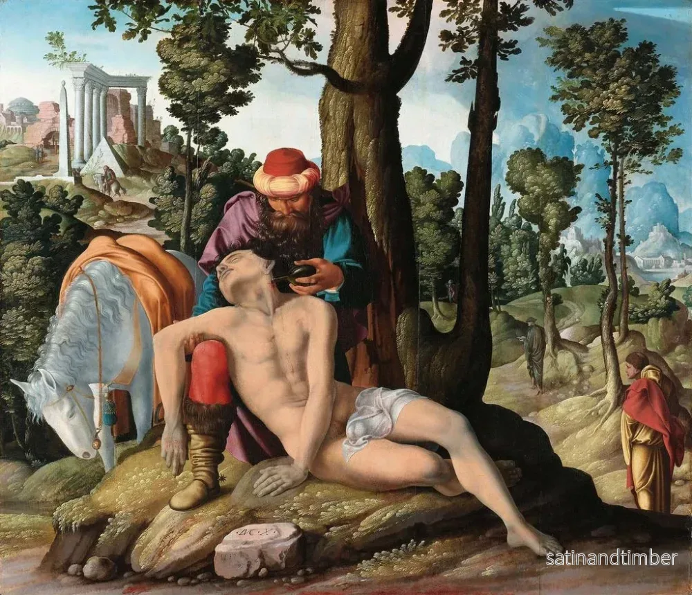 Reproduktion av målningen Le Bon Samaritain - Maître du Bon Samaritain - Bild 2