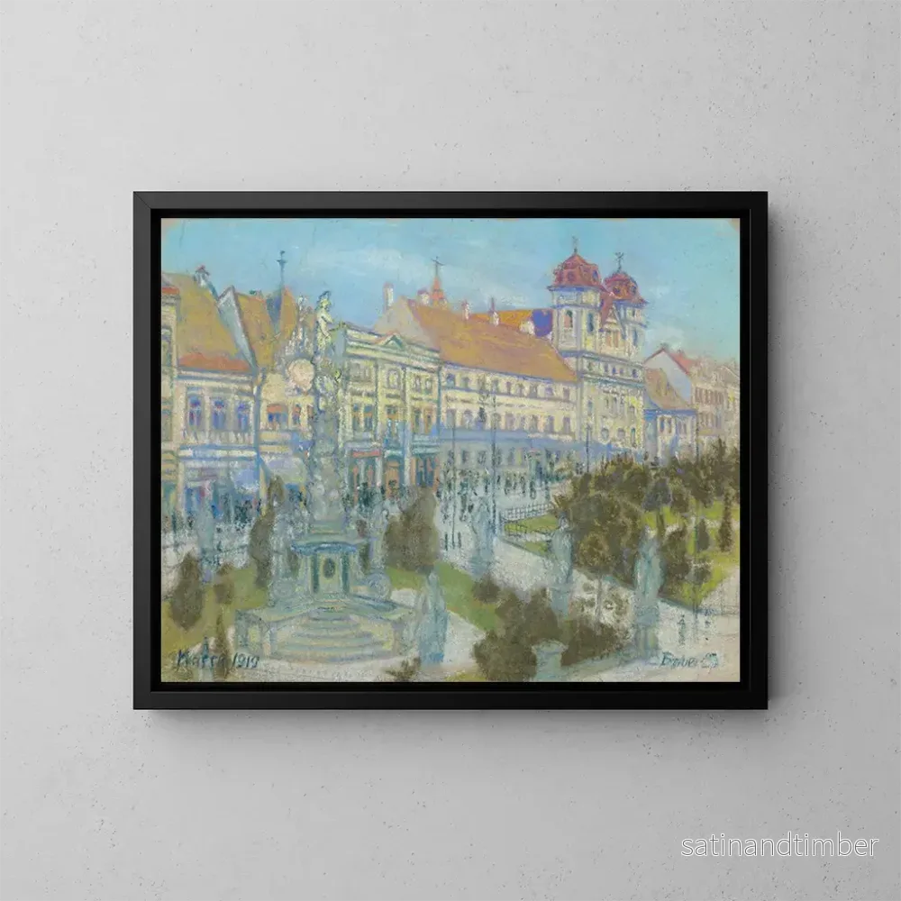 Reproduktion av målningen I huvudgatan i Košice – Konstantin Bauer