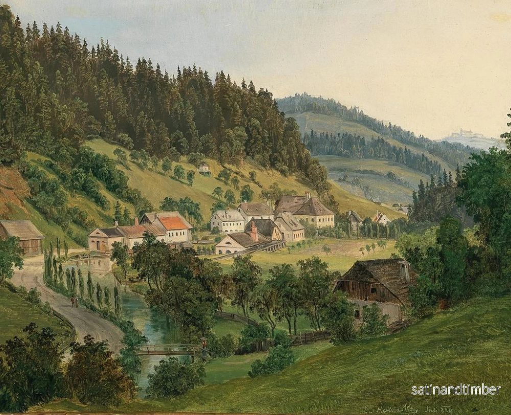 Reproduktion av målningen En vy av Waidhofen an der Ybbs, huset för falskfabrikanten Baron Winkler - Ludwig Halauska - Bild 2