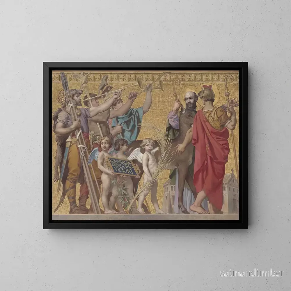 Reproduktion av målningen La Foi entraînant Clovis suivi de la reine et de ses enfants puis de divers saints et guerriers 2 - Joseph Blanc