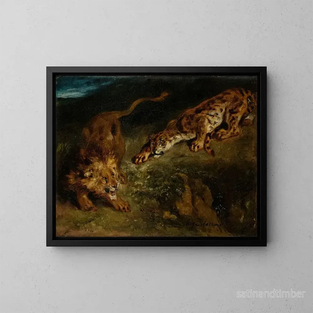 Reproduktion av målningen Tigre och lejon - Eugène Delacroix