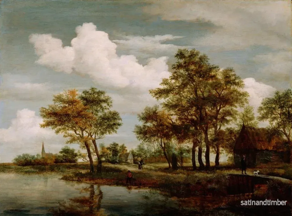 Reproduktion av målningen En flodscen - Meindert Hobbema - Bild 2