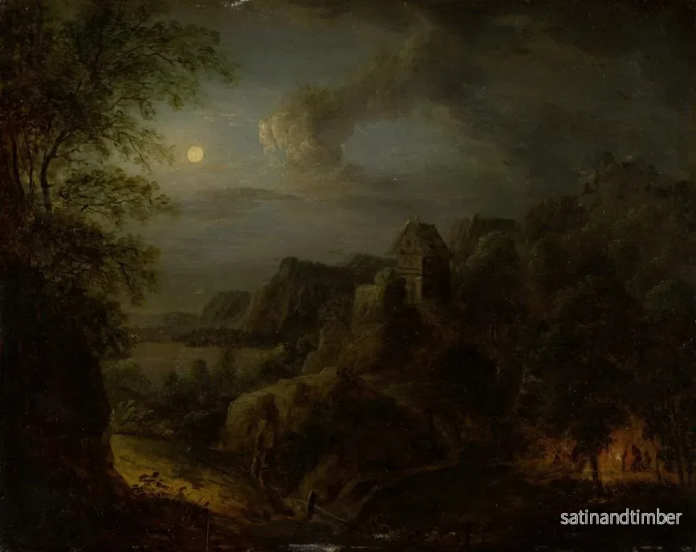 Reproduktion av målningen Landskap med fullmåne - Johann Georg Trautmann - Bild 2
