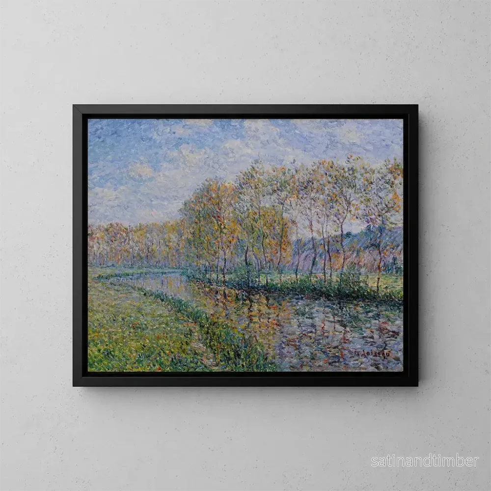Reproduktion av målningen Les Rives de l'Eure le matin à Saint-Cyr-du-Vaudreuil - Gustave Loiseau